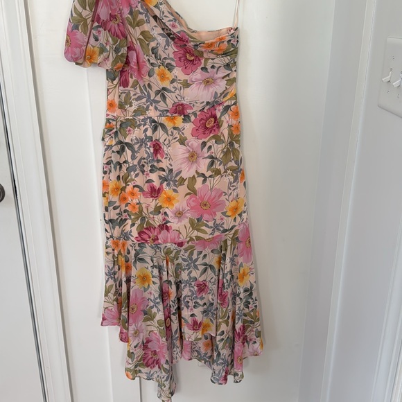 Astr The Label Beige Floral Printed One Shoulder A-Line Midi Dress Size S - Picture 10 of 15